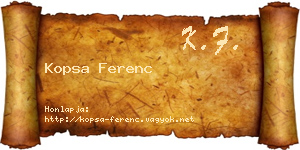 Kopsa Ferenc névjegykártya