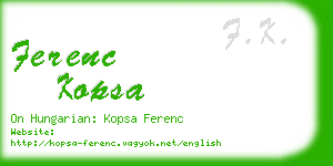 ferenc kopsa business card